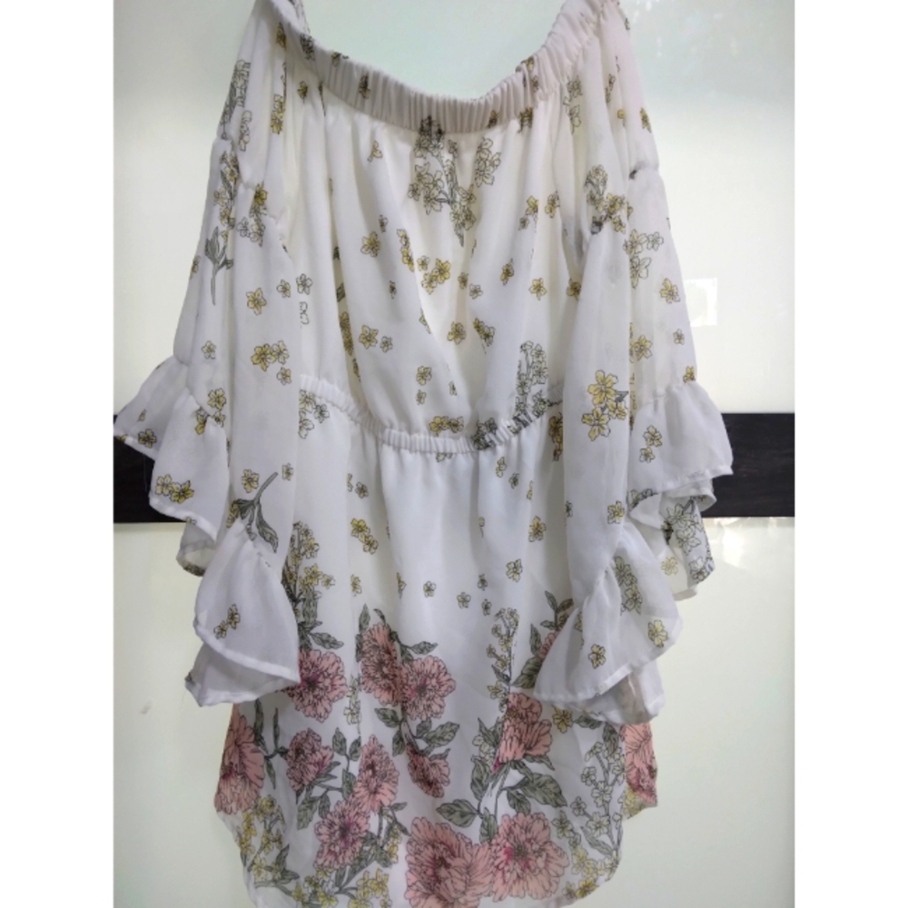 Off white sheer floral summer dress